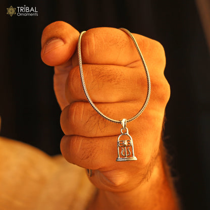 Unisex 925 sterling silver Lord Shiva Lingam pendant with detailed divine Hindu idol design, ideal for customized jewelry.