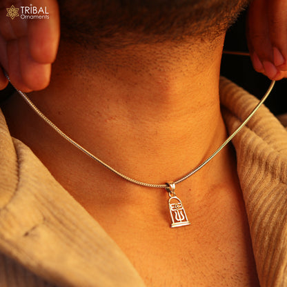 Unisex 925 sterling silver Lord Shiva lingam pendant with intricate design, perfect for custom Hindu jewelry or spiritual gift.