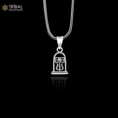 925 sterling silver Lord Shiva Lingam pendant, unisex Hindu jewelry, detailed divine idol, perfect for spiritual or cultural adornment