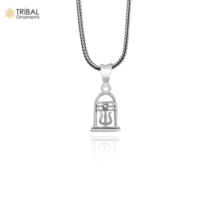 925 sterling silver Lord Shiva Lingam pendant, unisex Hindu jewelry, detailed divine idol design, perfect for custom religious jewelry.