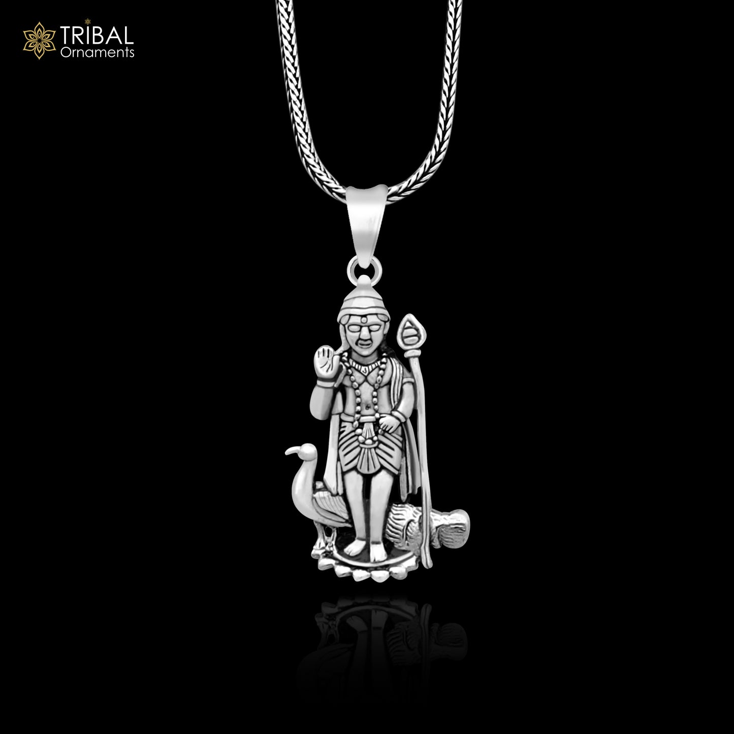 925 sterling silver Divine lord murugan KARTHIKEYA pendant, excellent vintage designer silver handmade elegant pendant jewelry ssp1614 - TRIBAL ORNAMENTS