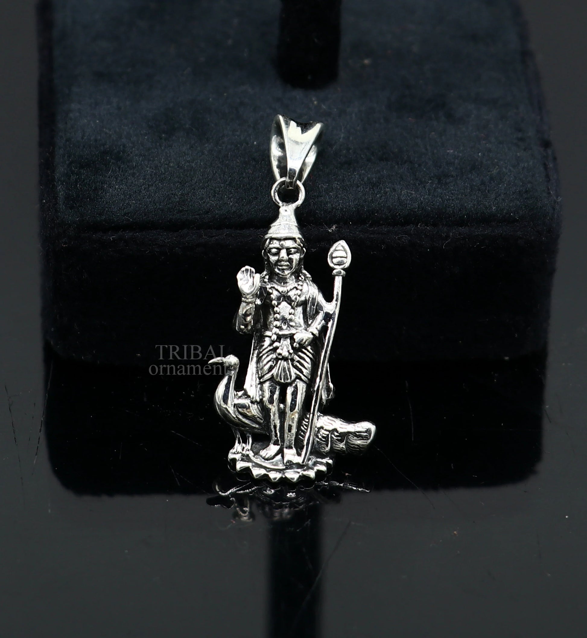 925 sterling silver Divine lord murugan KARTHIKEYA pendant, excellent vintage designer silver handmade elegant pendant jewelry ssp1614 - TRIBAL ORNAMENTS