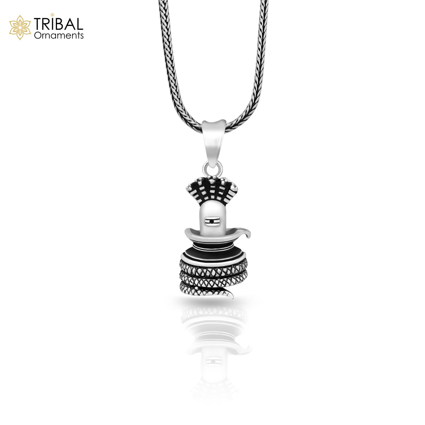 925 sterling silver Lord Shiva Lingam pendant necklace featuring a divine god design, tribal ornament jewelry.