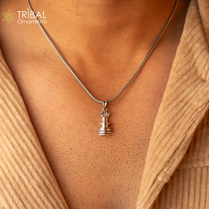 925 sterling silver Shiva Lingam pendant necklace featuring detailed divine lord design from Tribal Ornaments.