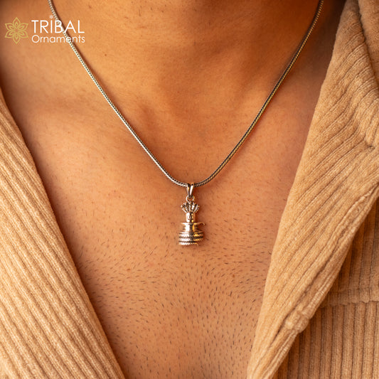925 sterling silver divine Lord shiva lingam pendant, silver unique god pendant necklace jewelry nsp650 - TRIBAL ORNAMENTS