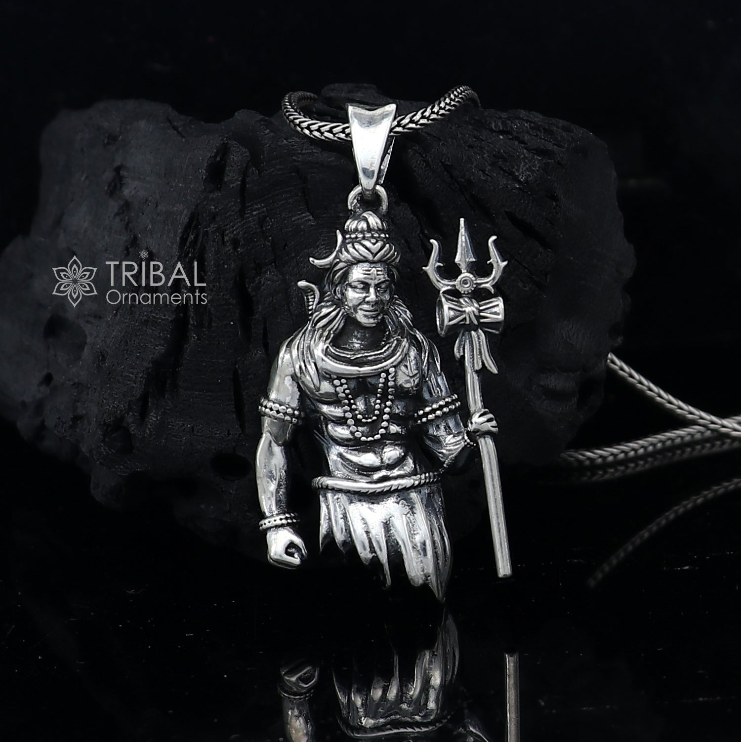 925 sterling silver divine Lord shiva MAHAKAL pendant, silver unique god pendant necklace jewelry NSP869 - TRIBAL ORNAMENTS