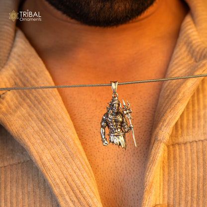 925 sterling silver Mahakal pendant featuring Lord Shiva, tribal jewelry, detailed divine god pendant for necklace jewelry.