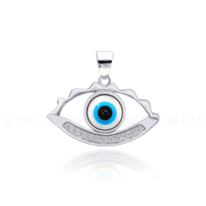 925 sterling silver evil eyes pendant with CZ stone, tribal ornaments design, decorative jewelry accessory