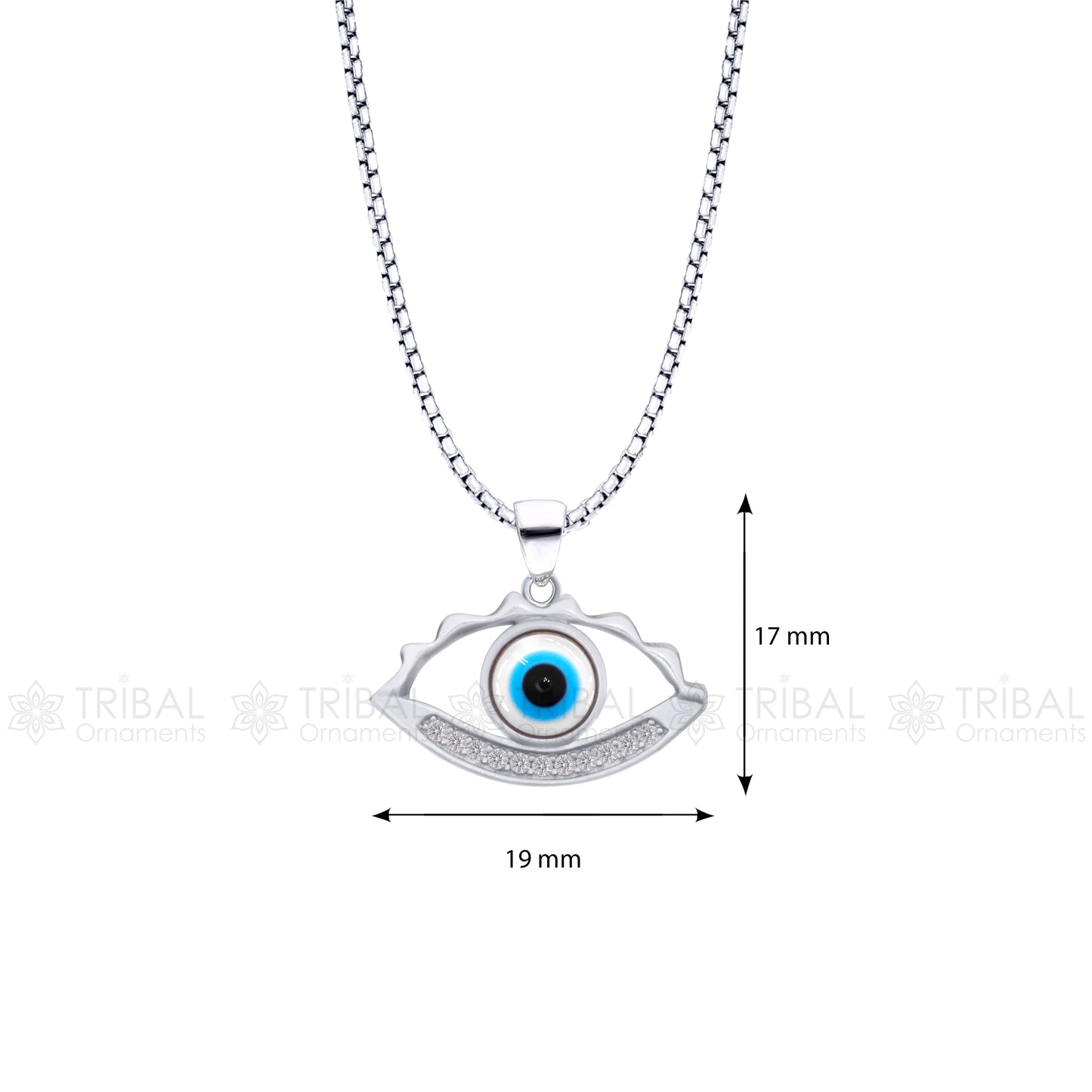 925 sterling silver evil eyes pendant with CZ stone nsp791 - TRIBAL ORNAMENTS
