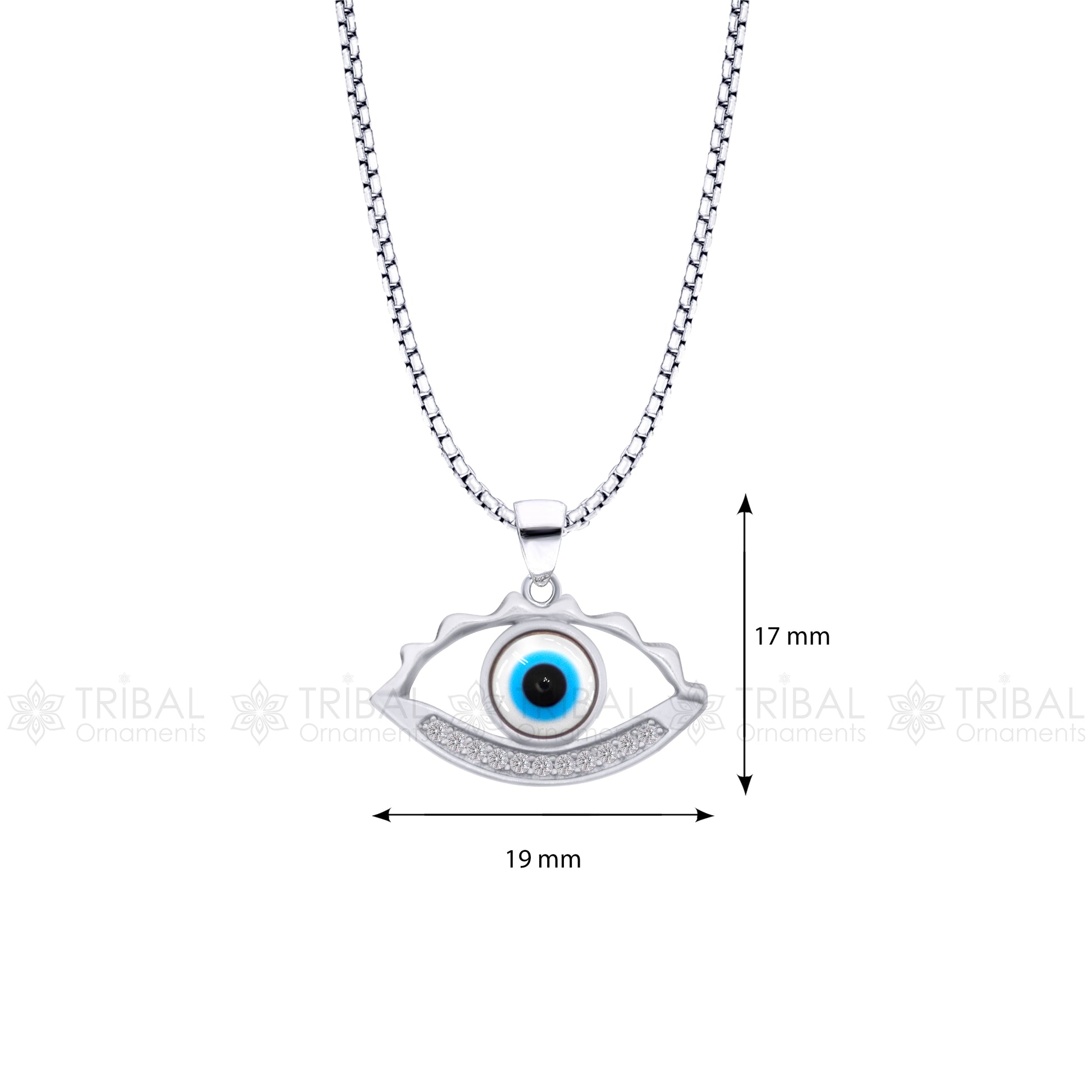 925 sterling silver evil eyes pendant with CZ stone nsp791 - TRIBAL ORNAMENTS