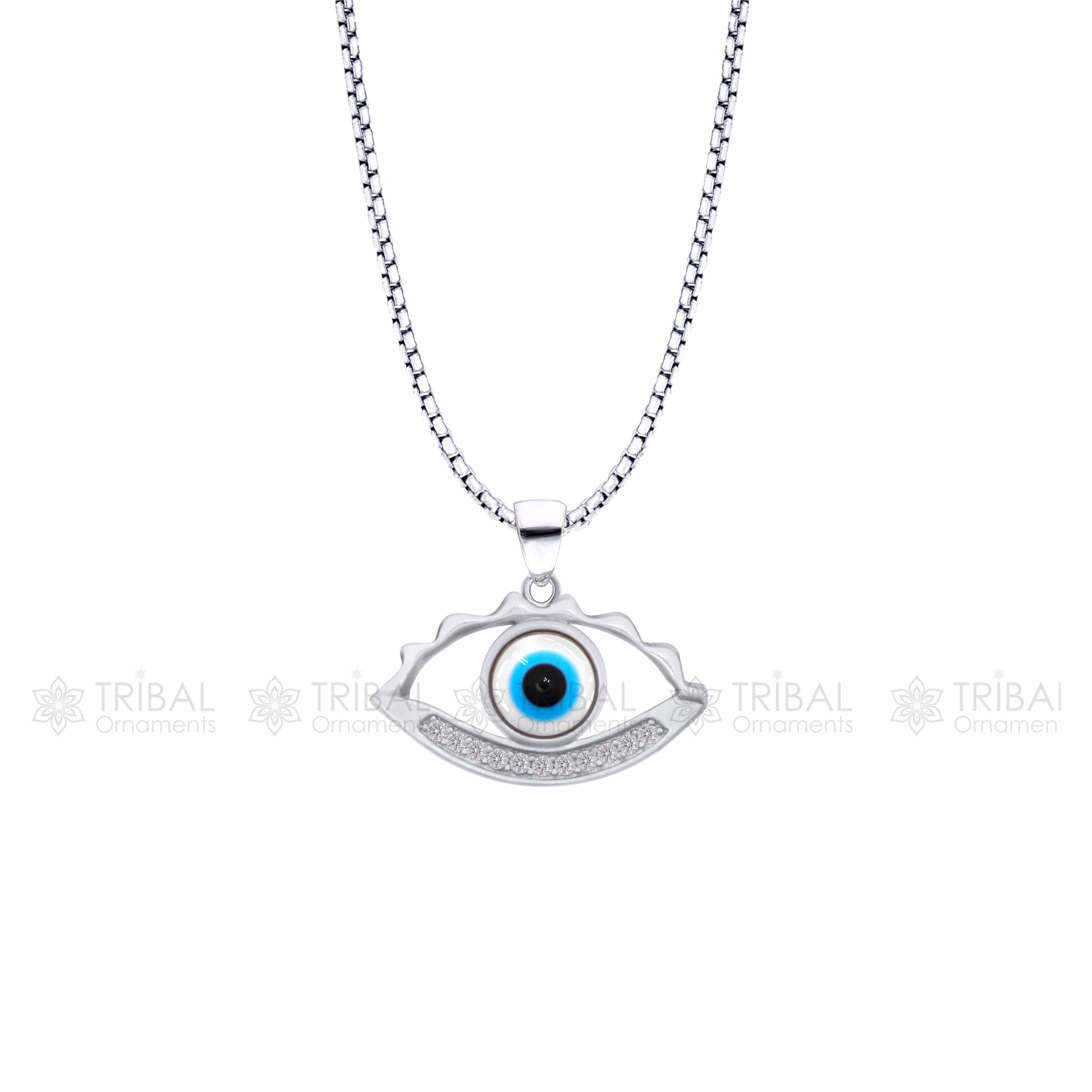 925 sterling silver evil eyes pendant with CZ stone nsp791 - TRIBAL ORNAMENTS