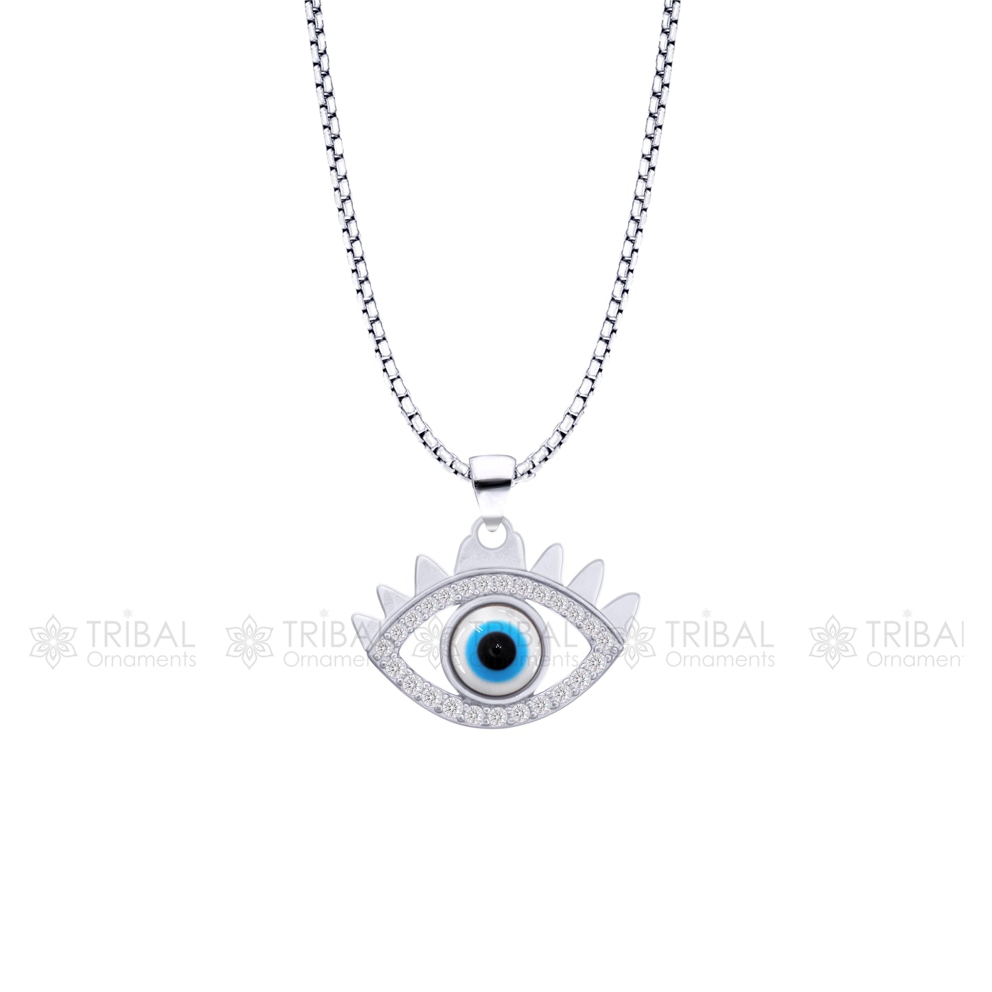 925 sterling silver evil eyes pendant with CZ stone nsp793 - TRIBAL ORNAMENTS