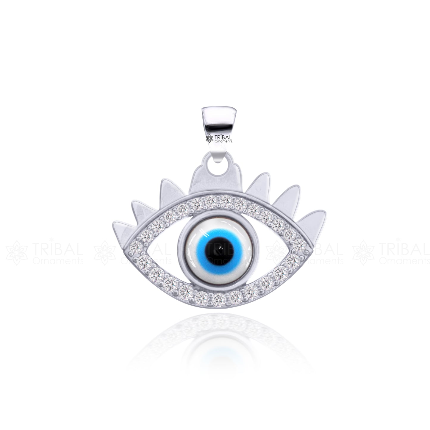 925 sterling silver evil eyes pendant with CZ stone nsp793 - TRIBAL ORNAMENTS