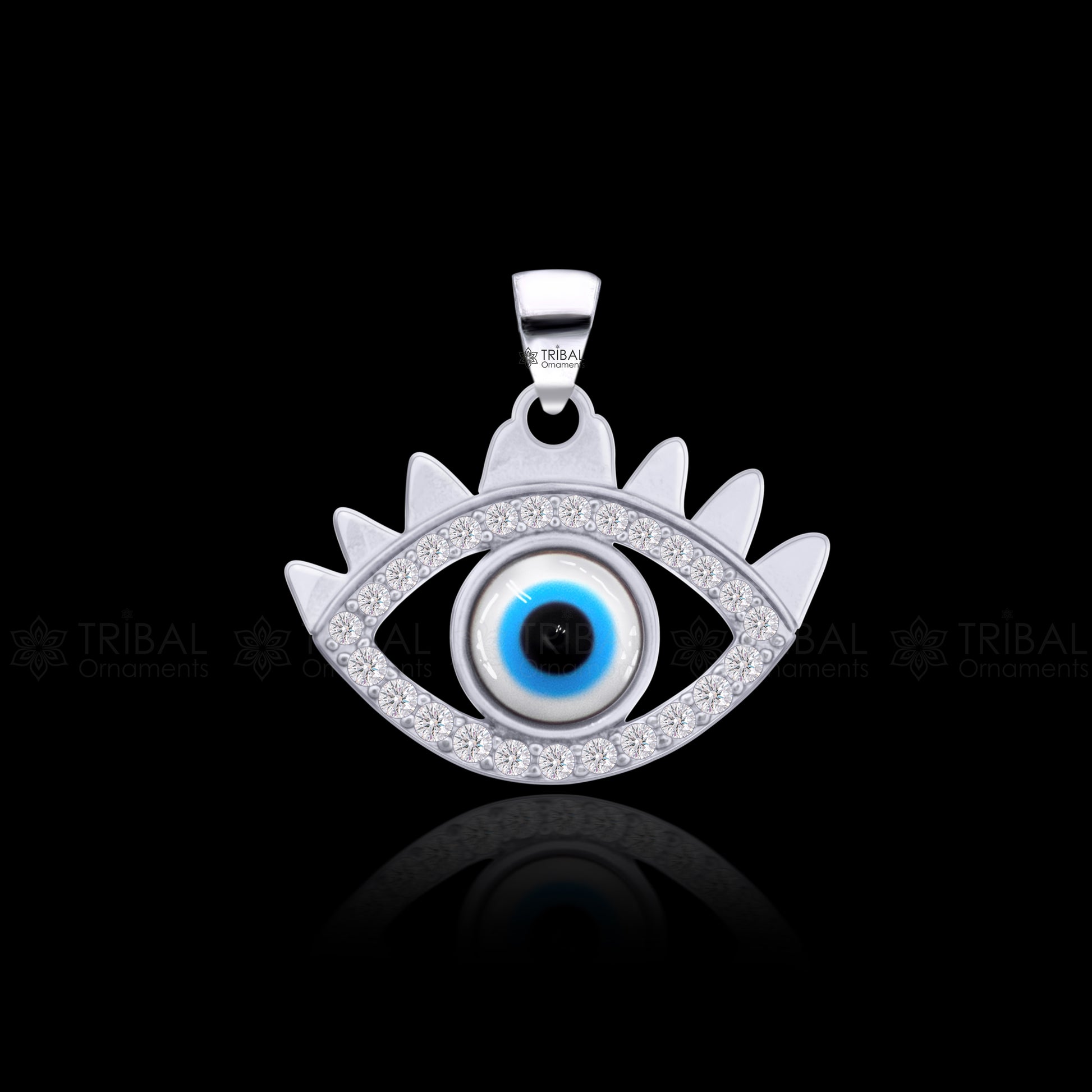 925 sterling silver evil eyes pendant with CZ stone nsp793 - TRIBAL ORNAMENTS