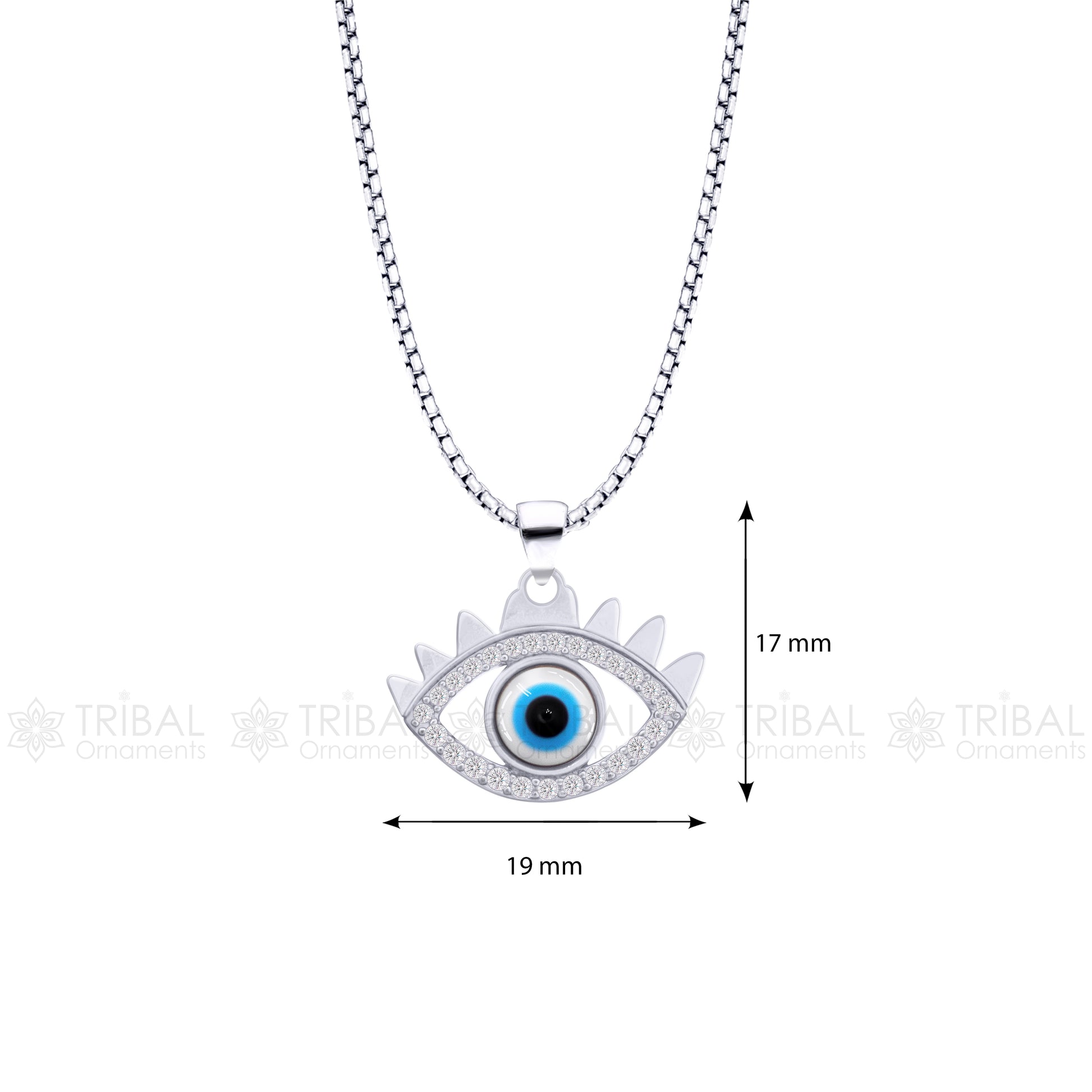 925 sterling silver evil eyes pendant with CZ stone nsp793 - TRIBAL ORNAMENTS