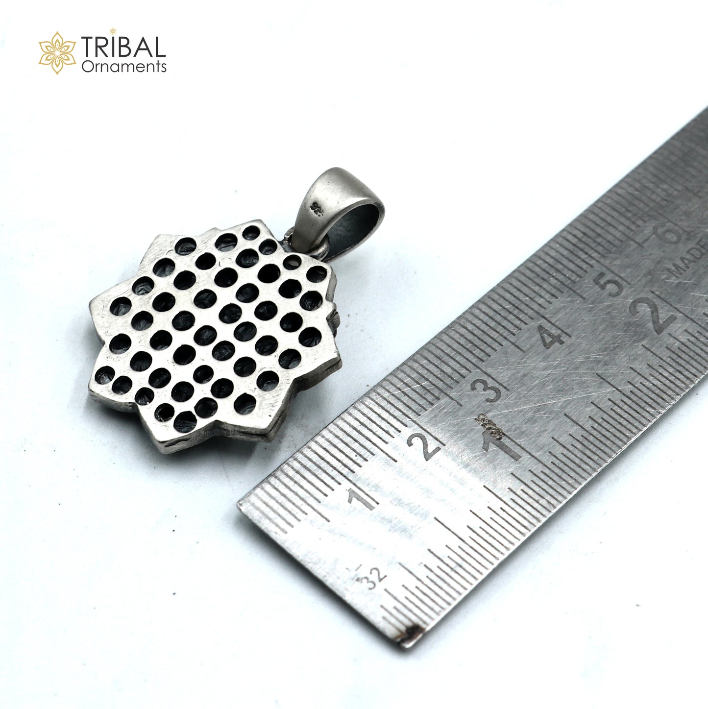 925 sterling silver floral design lord Ganesha Pendant with chain tribal jewellery nsp1051 - TRIBAL ORNAMENTS