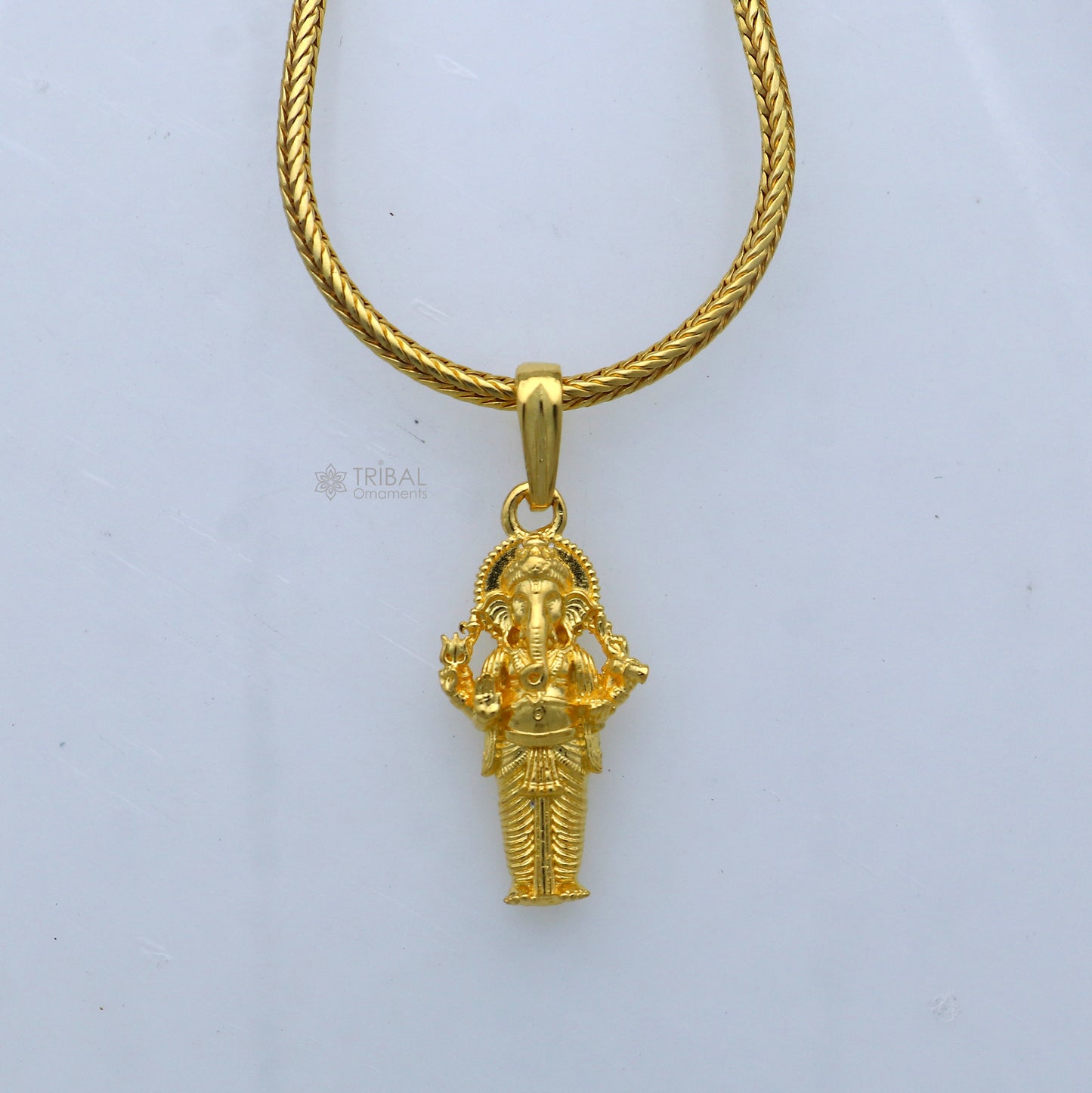 925 sterling silver gold polished Lord Ganesha divine pendant nsp908 - TRIBAL ORNAMENTS