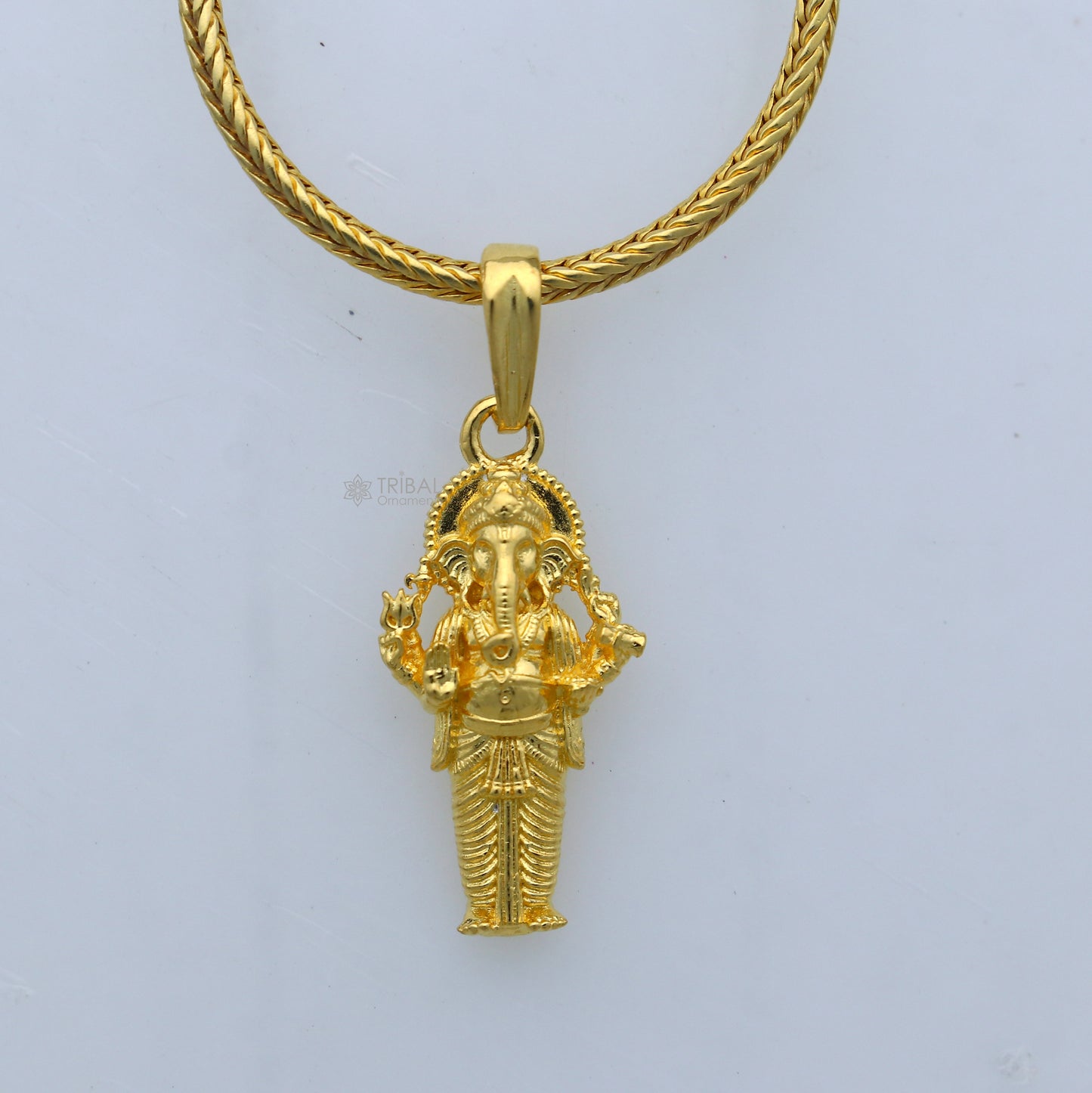 925 sterling silver gold polished Lord Ganesha divine pendant nsp908 - TRIBAL ORNAMENTS