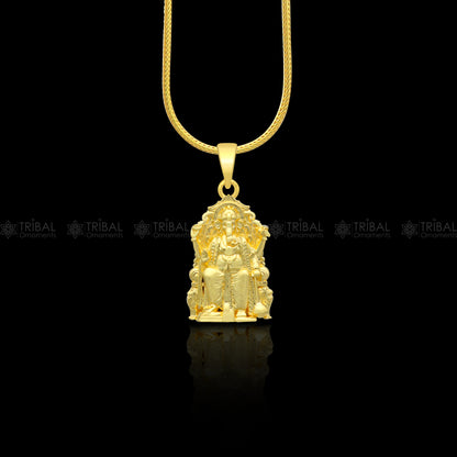 925 sterling silver gold-polished Lord Ganesha pendant, tribal ornaments divine jewelry, intricate religious design, NSP920