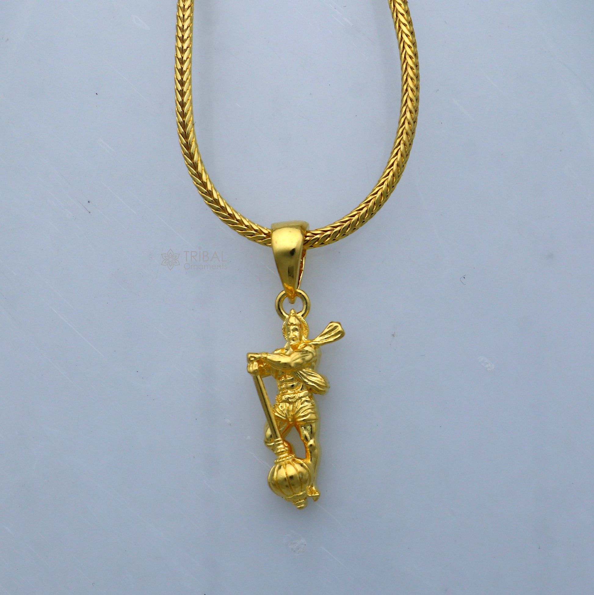 925 sterling silver gold polished Lord Hanuman divine pendant nsp898 - TRIBAL ORNAMENTS