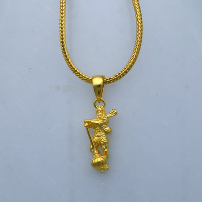 Sterling silver gold-polished Lord Hanuman pendant, tribal ornaments divine pendant, intricate design, silver and gold finish.