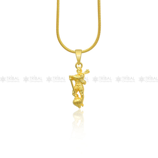 925 sterling silver gold polished Lord Hanuman divine pendant nsp898 - TRIBAL ORNAMENTS