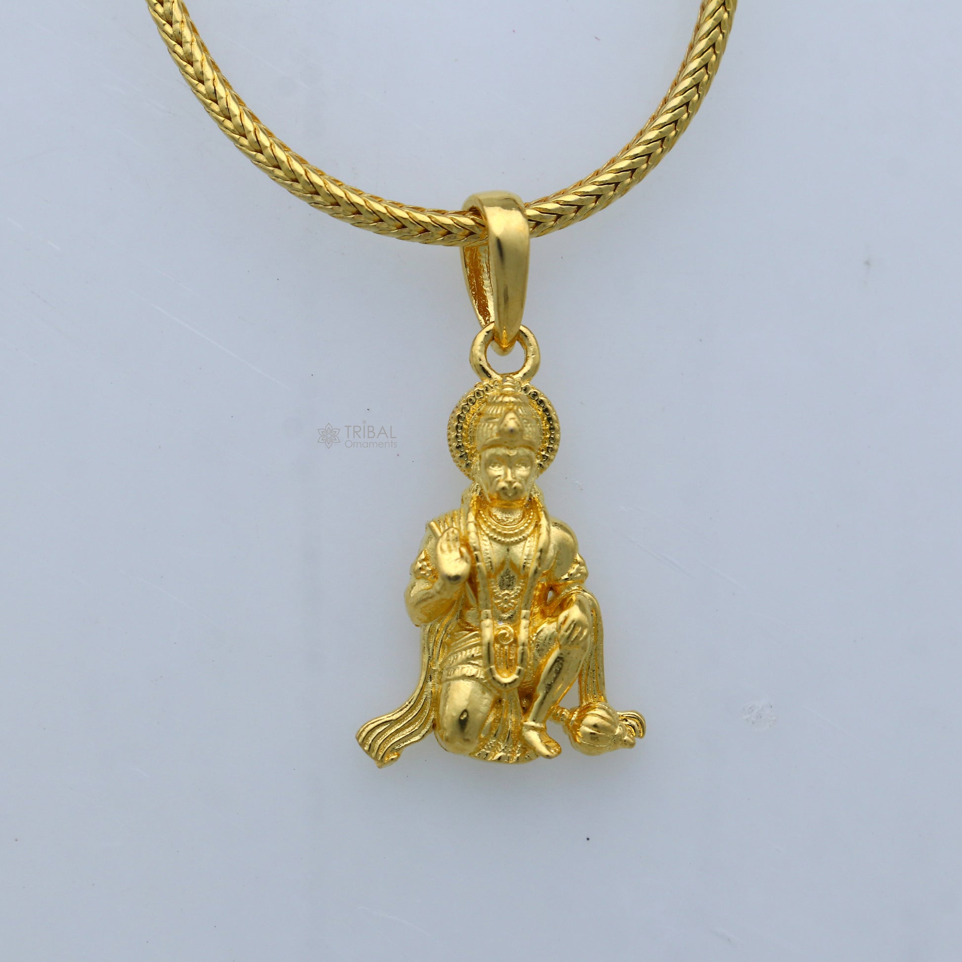 925 sterling silver gold polished Lord Hanuman divine pendant nsp899 - TRIBAL ORNAMENTS