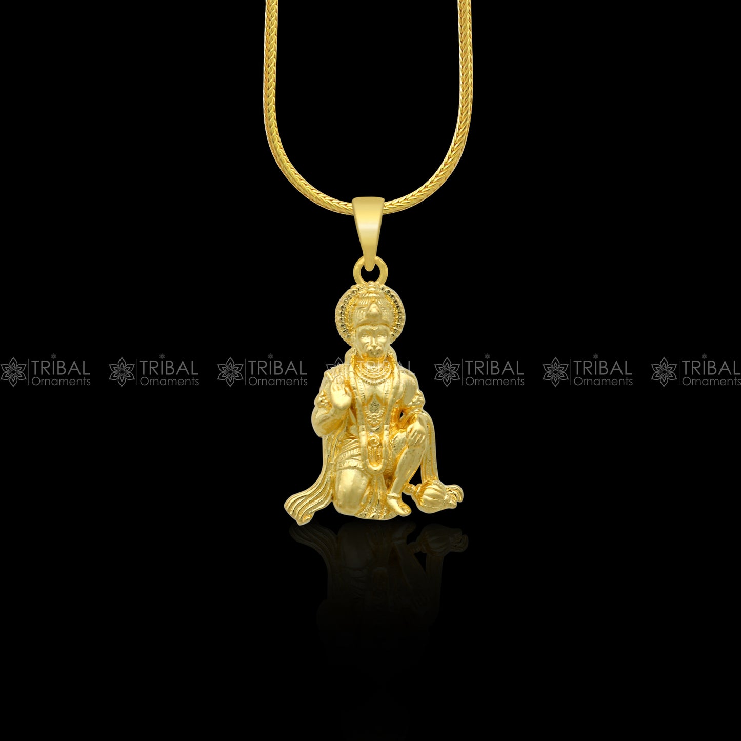 925 sterling silver gold polished Lord Hanuman divine pendant nsp899 - TRIBAL ORNAMENTS