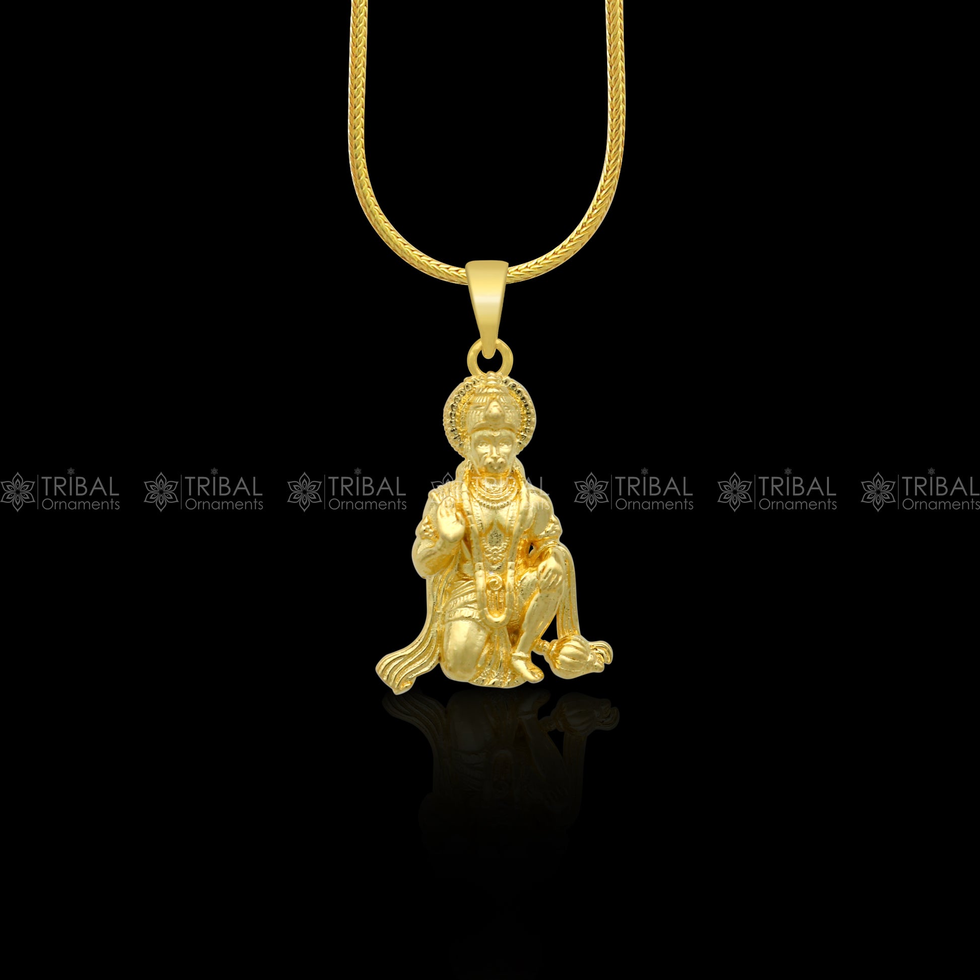 925 sterling silver gold polished Lord Hanuman divine pendant nsp899 - TRIBAL ORNAMENTS