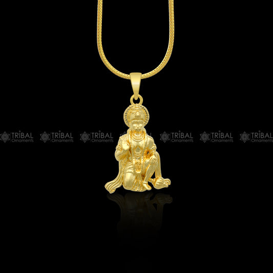 925 sterling silver gold polished Lord Hanuman divine pendant nsp899 - TRIBAL ORNAMENTS