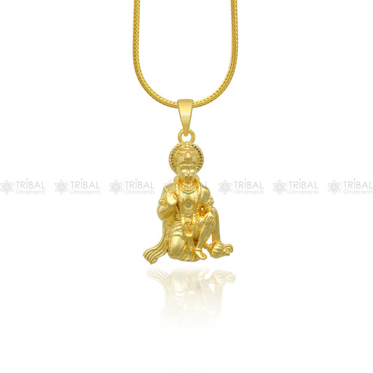 925 sterling silver gold polished Lord Hanuman divine pendant nsp899 - TRIBAL ORNAMENTS