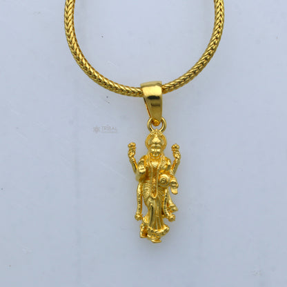 925 sterling silver gold polished Lord Maha Lakshmi Maa pendant, intricate divine jewelry design by TRIBAL ORNAMENTS
