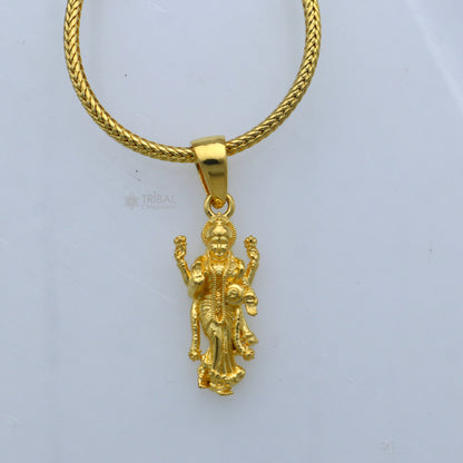 925 sterling silver gold-polished Lord Maha Lakshmi divine pendant from TRIBAL ORNAMENTS, featuring intricate Lakshmi goddess design.