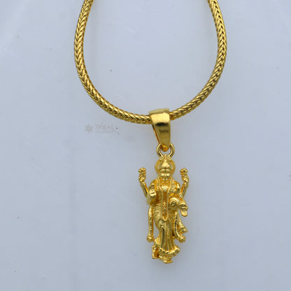 925 sterling silver gold-polished Lord Maha Lakshmi divine pendant by Tribal Ornaments, featuring intricate design and sacred symbolism.