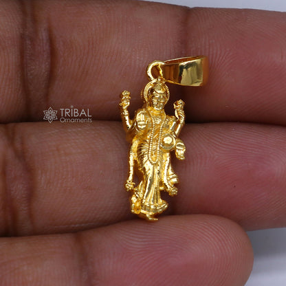 925 sterling silver gold-polished Lord Maha Lakshmi divine pendant, intricate design featuring Maa Lakshmi deity.