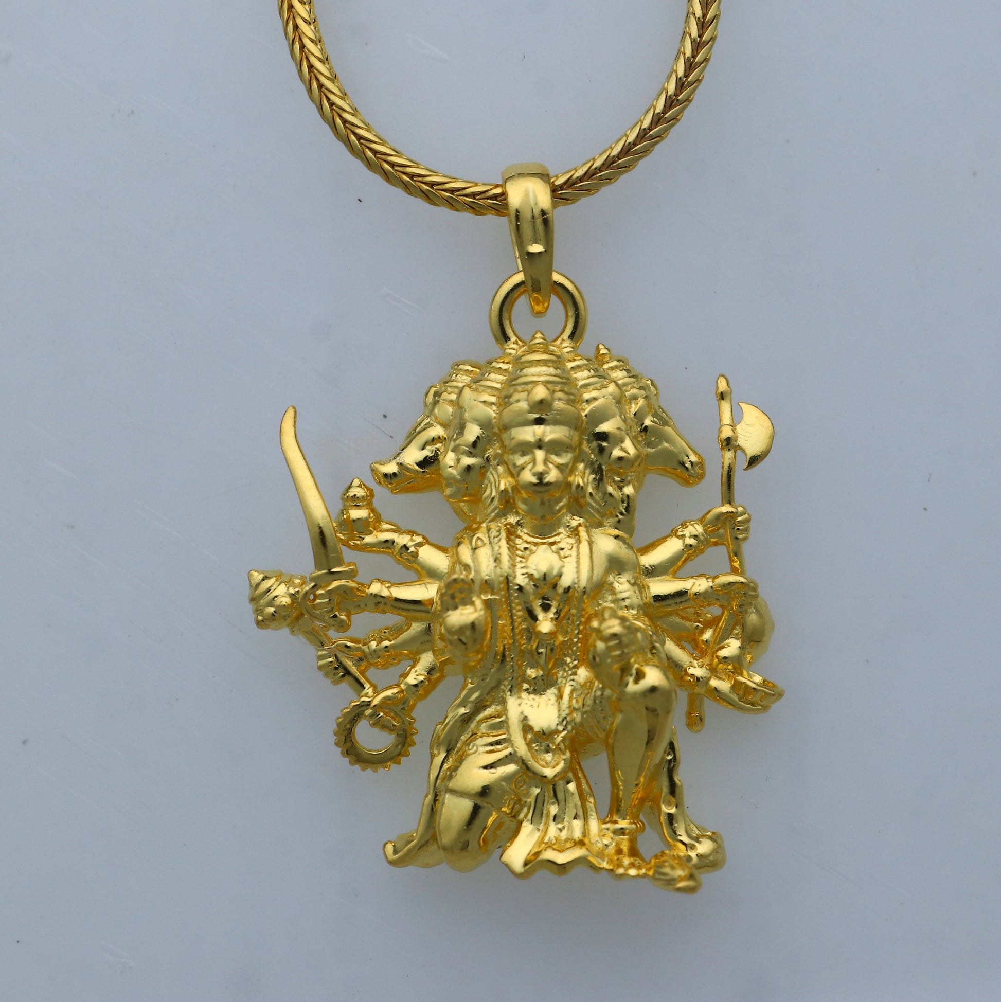 925 sterling silver gold polished Lord Panchmukhi Hanuman ji divine pendant nsp915 - TRIBAL ORNAMENTS
