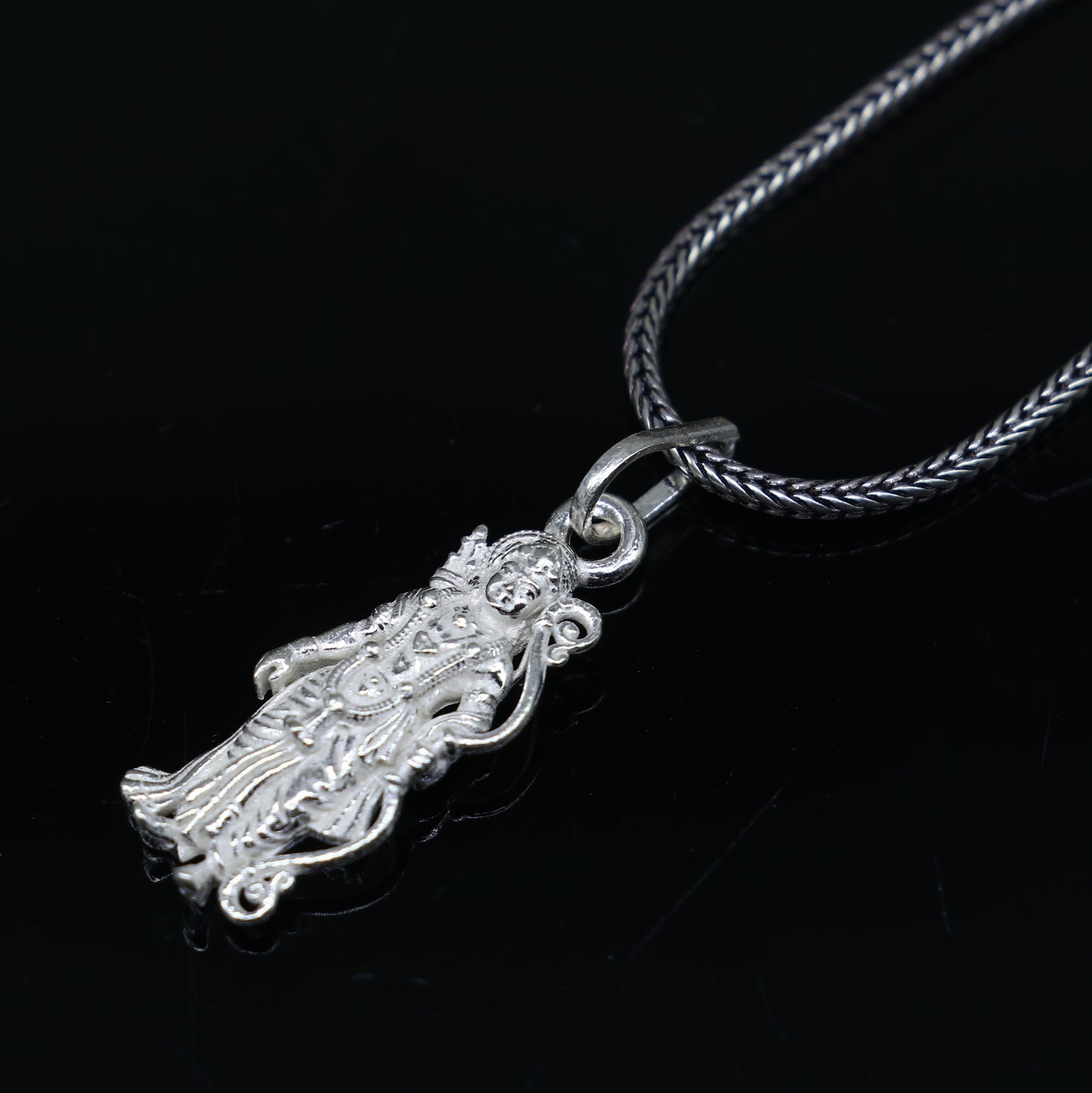 925 sterling silver Lord Ram divine pendant with gold polish from TRIBAL ORNAMENTS, featuring intricate design and religious symbolism.