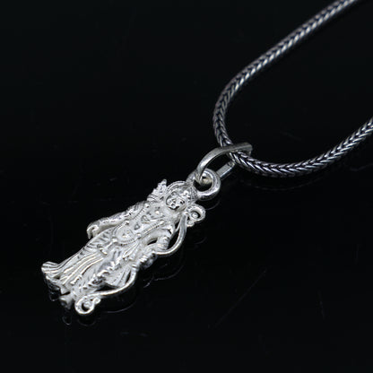 925 sterling silver Lord Ram divine pendant with gold polish from TRIBAL ORNAMENTS, featuring intricate design and religious symbolism.