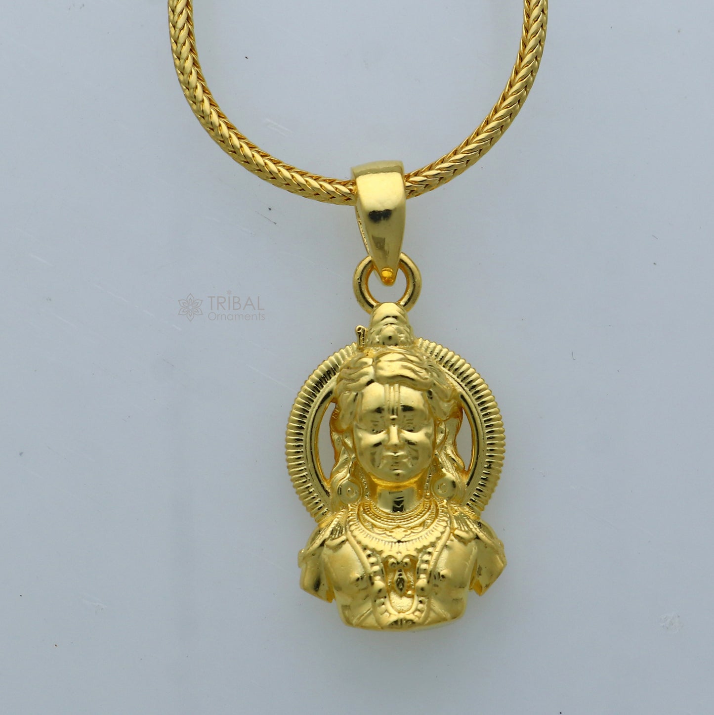 925 sterling silver gold polished Lord Rama Lalla divine pendant, detailed religious jewelry piece by TRIBAL ORNAMENTS
