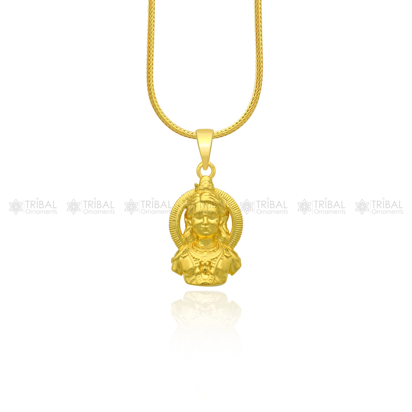 925 sterling silver and gold polished Lord Rama Lalla divine pendant with intricate design, crafted by TRIBAL ORNAMENTS.