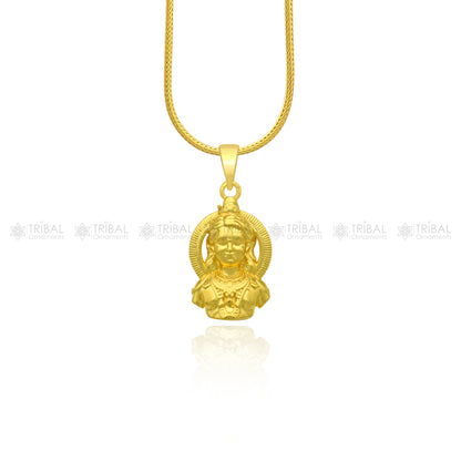 925 sterling silver and gold polished Lord Rama Lalla divine pendant with intricate design, crafted by TRIBAL ORNAMENTS.
