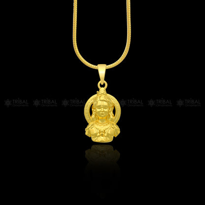 925 sterling silver and gold polished Lord Rama Lalla divine pendant, detailed religious jewelry from Tribal Ornaments