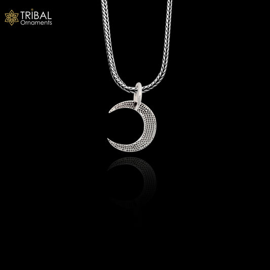 925 sterling silver unique half moon pendant amazing delicate silver jewelry for both men and women nsp651 - TRIBAL ORNAMENTS