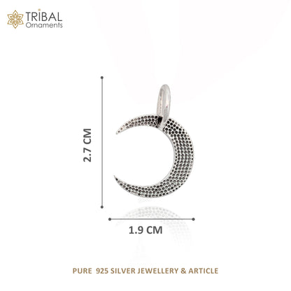 925 sterling silver half moon pendant from Tribal Ornaments, delicate silver jewelry for men and women.