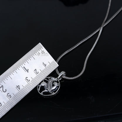 Handmade 925 sterling silver ancient Persian winged lion pendant from Tribal Ornaments, featuring intricate tribal design details.