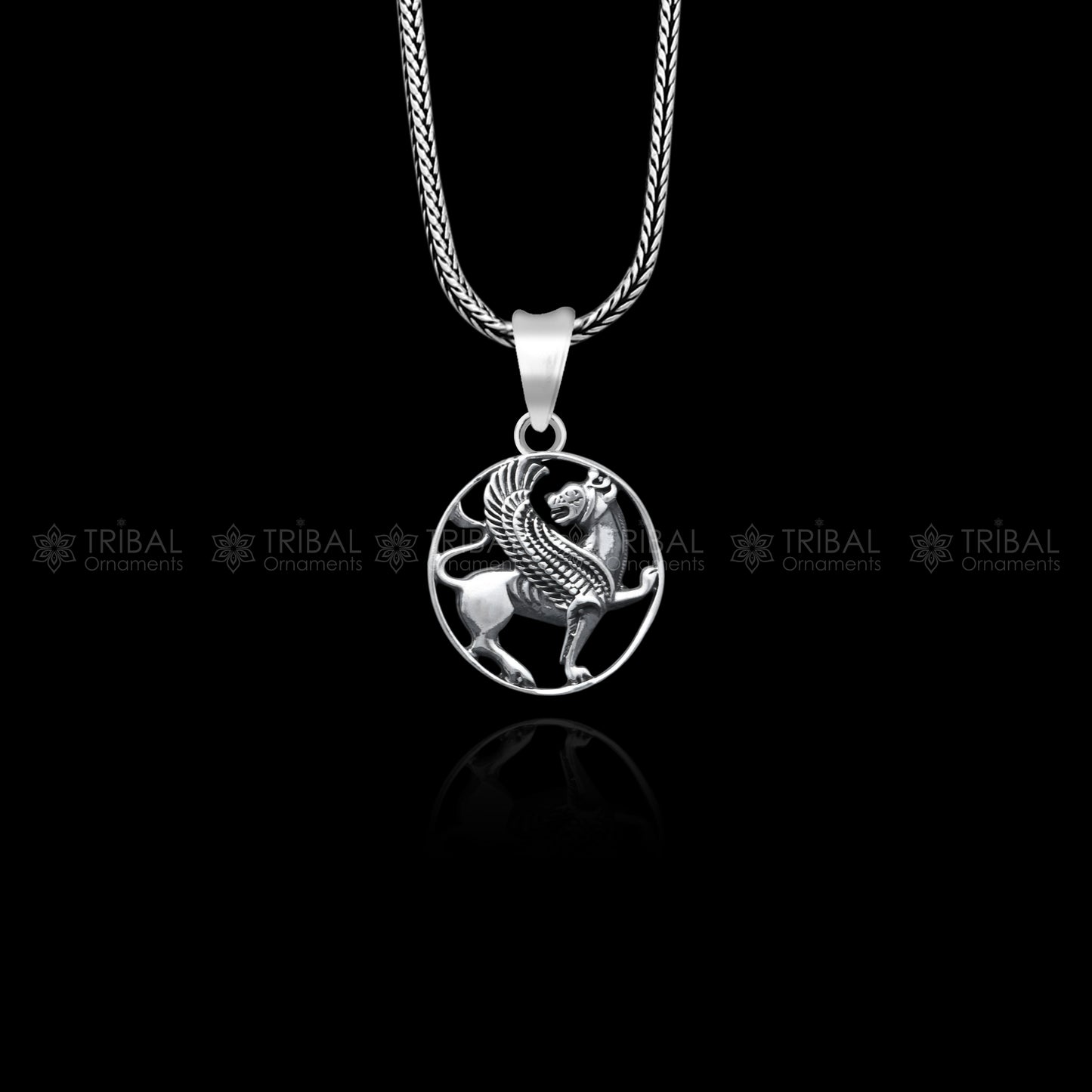 925 Sterling silver handmade ancient persian winged lion pendant nsp880 - TRIBAL ORNAMENTS