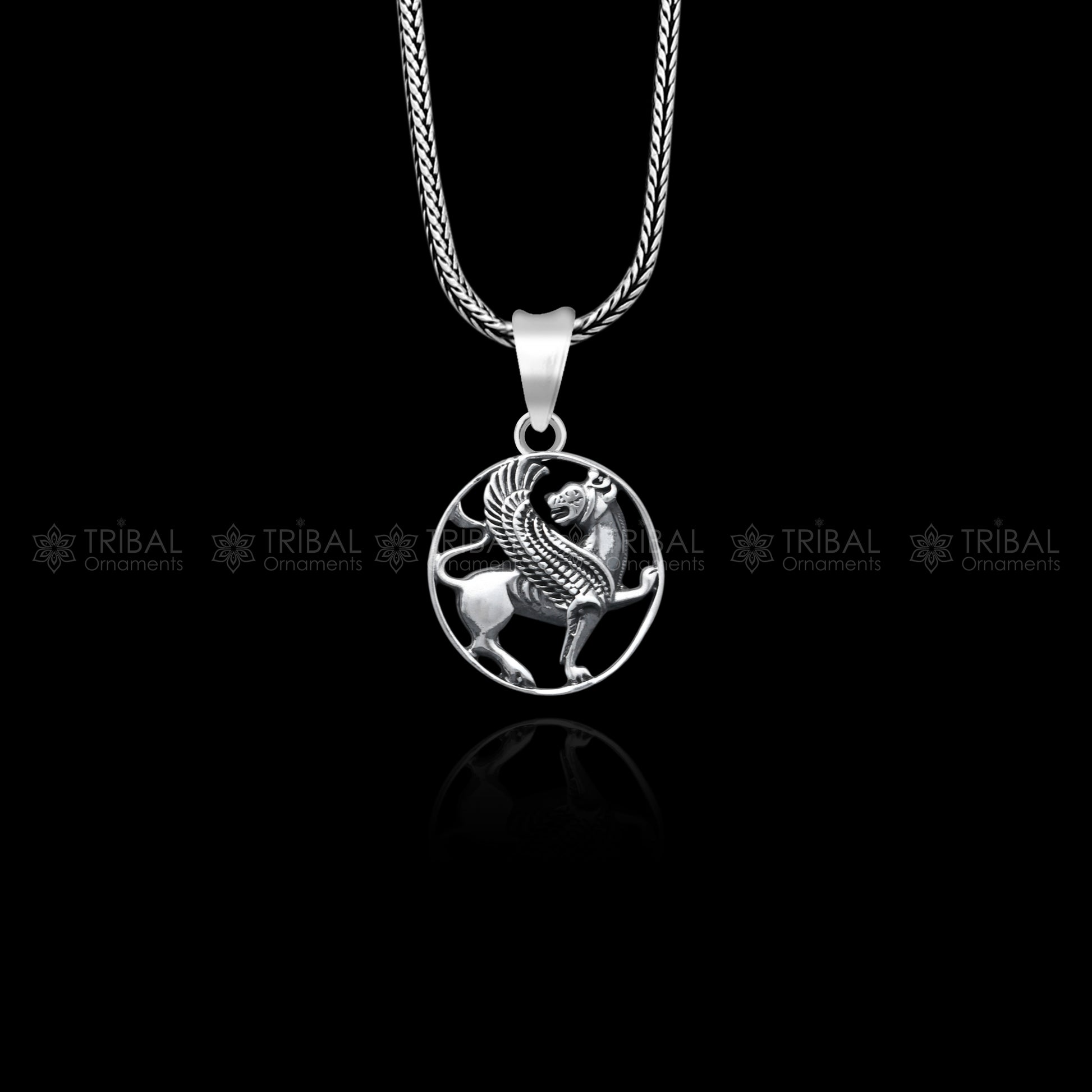 925 Sterling silver handmade ancient persian winged lion pendant nsp880 - TRIBAL ORNAMENTS