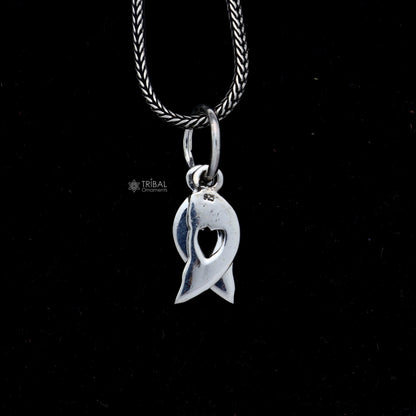 Handmade 925 silver broken heart pendant by Tribal Ornaments, featuring intricate tribal design and craftsmanship.