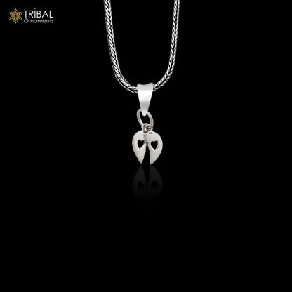 Handmade 925 sterling silver broken heart pendant by Tribal Ornaments, detailed tribal design, showcasing craftsmanship and unique style.