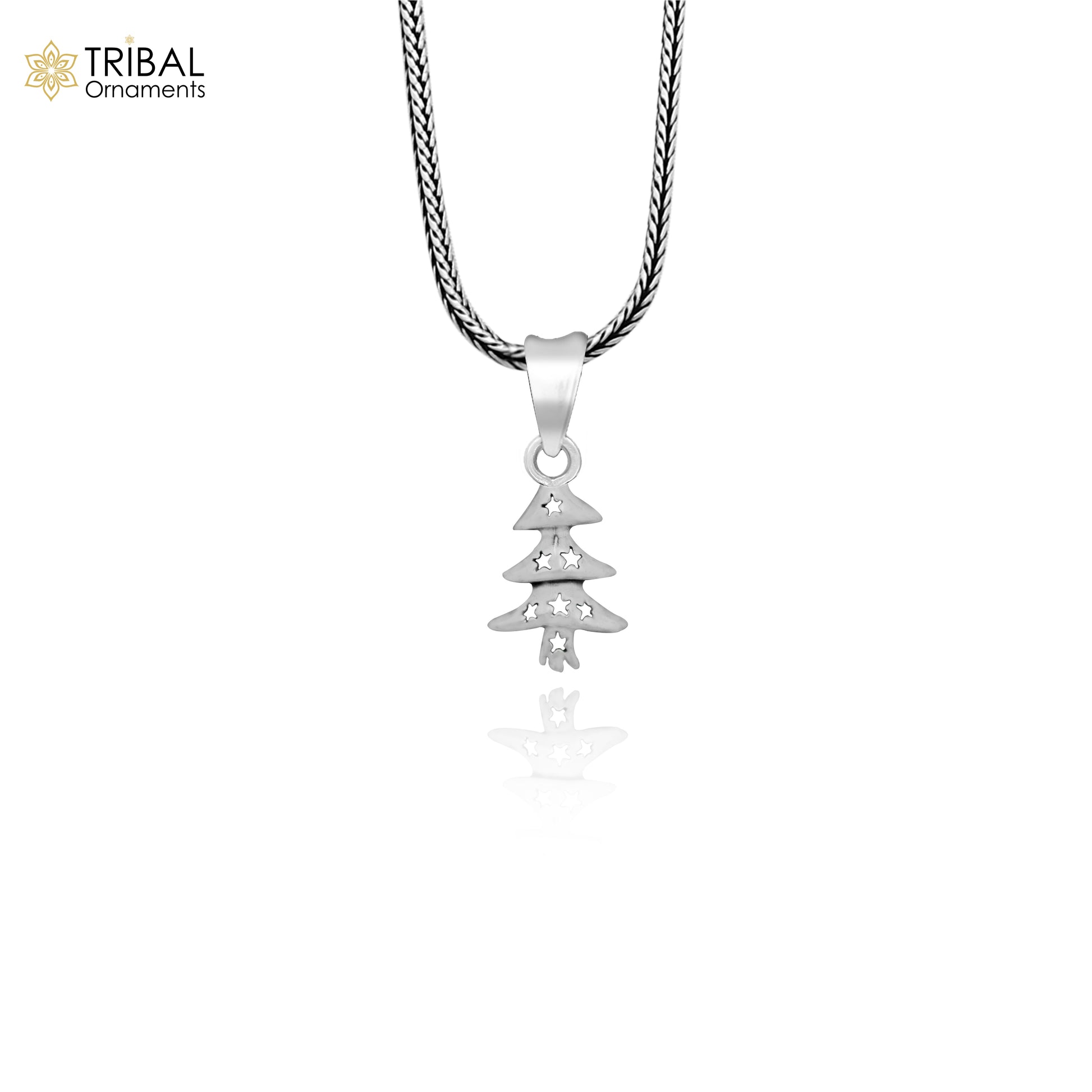925 sterling silver handmade Christmas tree pendant necklace for men with chain unisex jewellery nsp1001 - TRIBAL ORNAMENTS